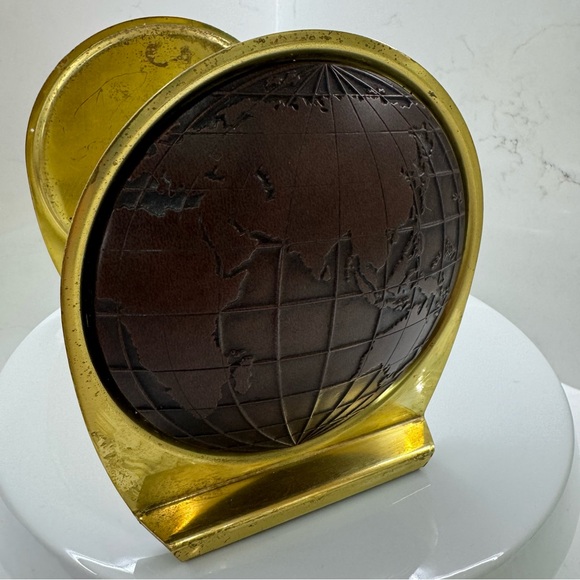 Vintage MCM Brass Matina World Globe Old Bookends - Picture 4 of 10